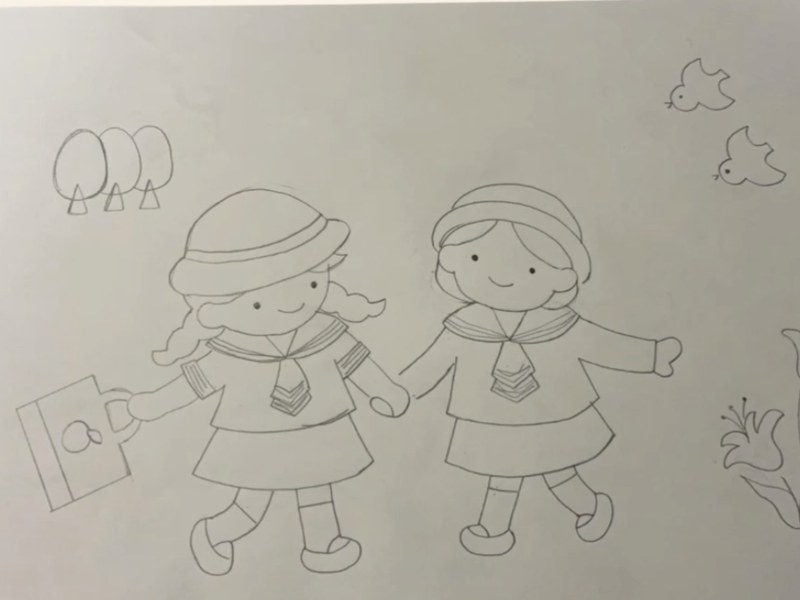 学校の制服を描き起こした下絵
